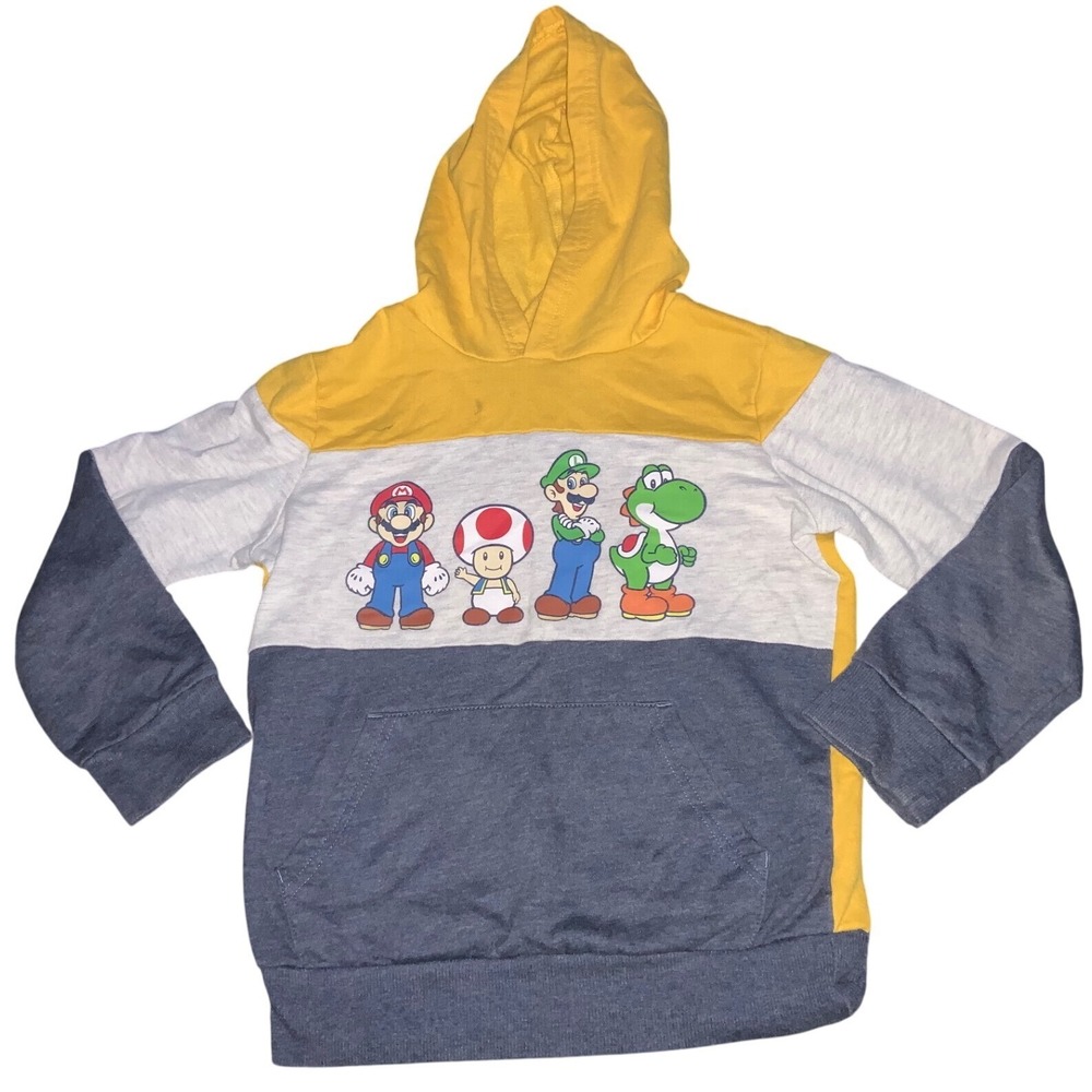 Boys 8 Jumping Beans Mario Hoodie Pullover Graphic Print Character Yellow Size 8